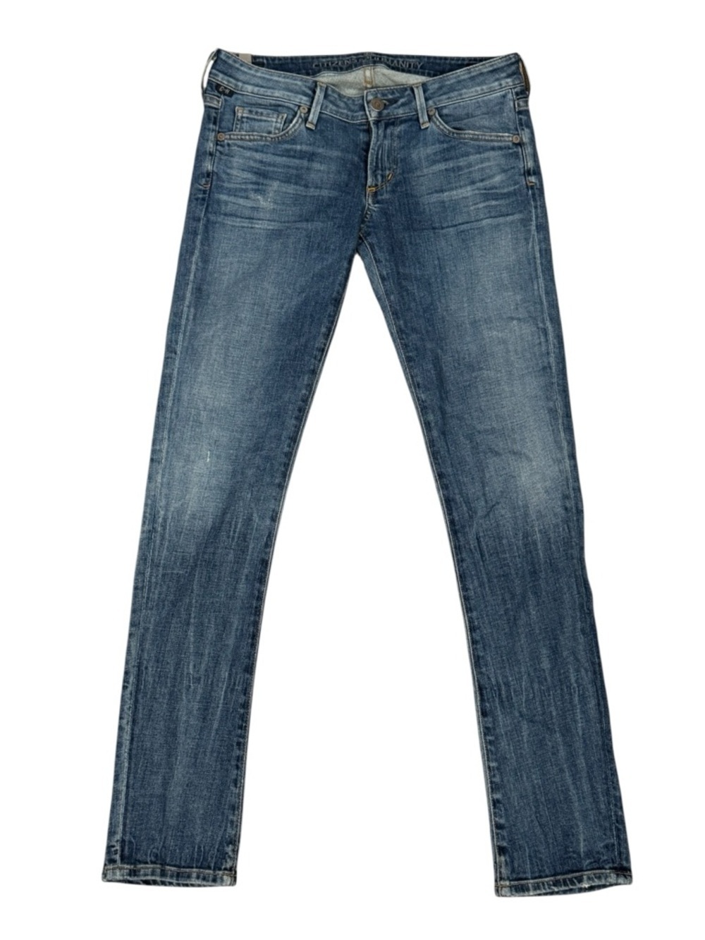 Citizens of Humanity Racer Medium Wash Skinny Leg Distressed Jeans Size 27
